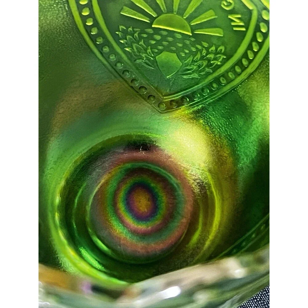 1970 Green Carnival Glass Indianapolis 500 Vase American Carnival Glass Assoc.
